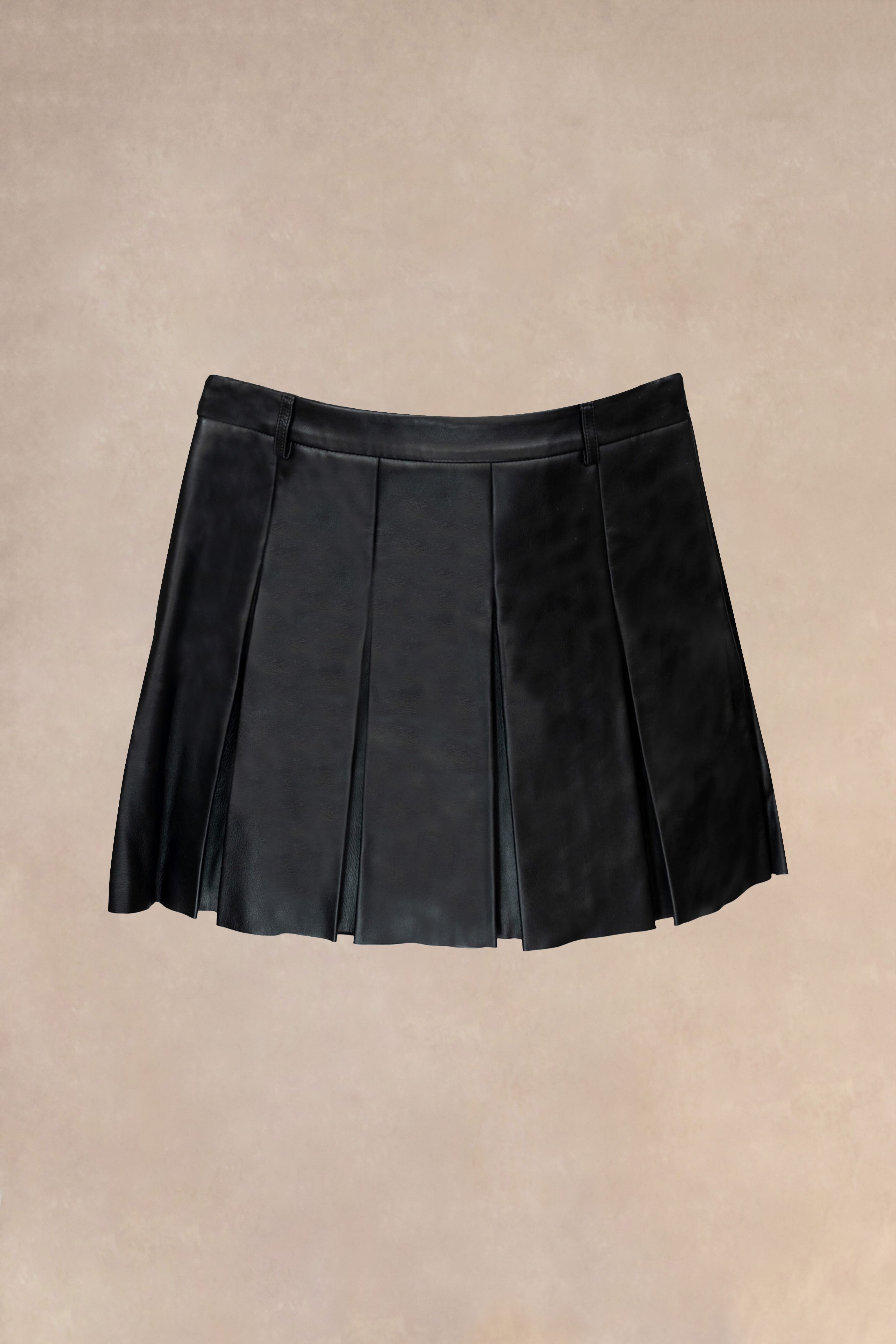 Le Jason The Iconic Leather Pleated Mini Skirt Inspired from the Runway Rosae Paris